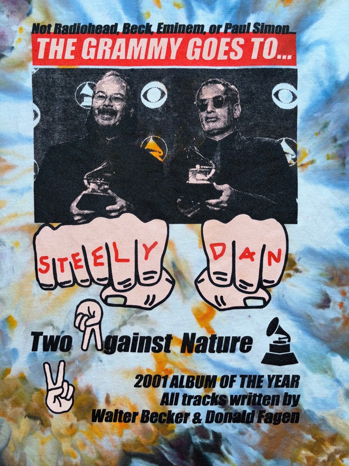 Steely Dan 2001 Grammy victory celebration bootleg ice-dyed t-shirt ("Gaslighting Abbie" colorway)