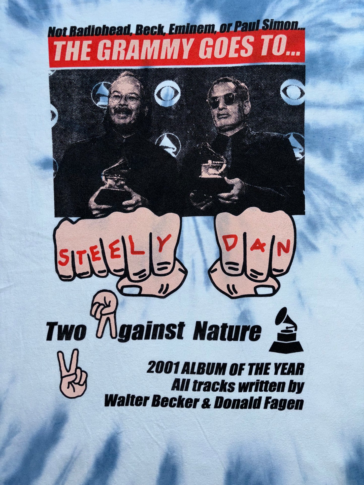 Steely Dan 2001 Grammy victory celebration bootleg tie-dye t-shirt ("West of Hollywood" colorway)