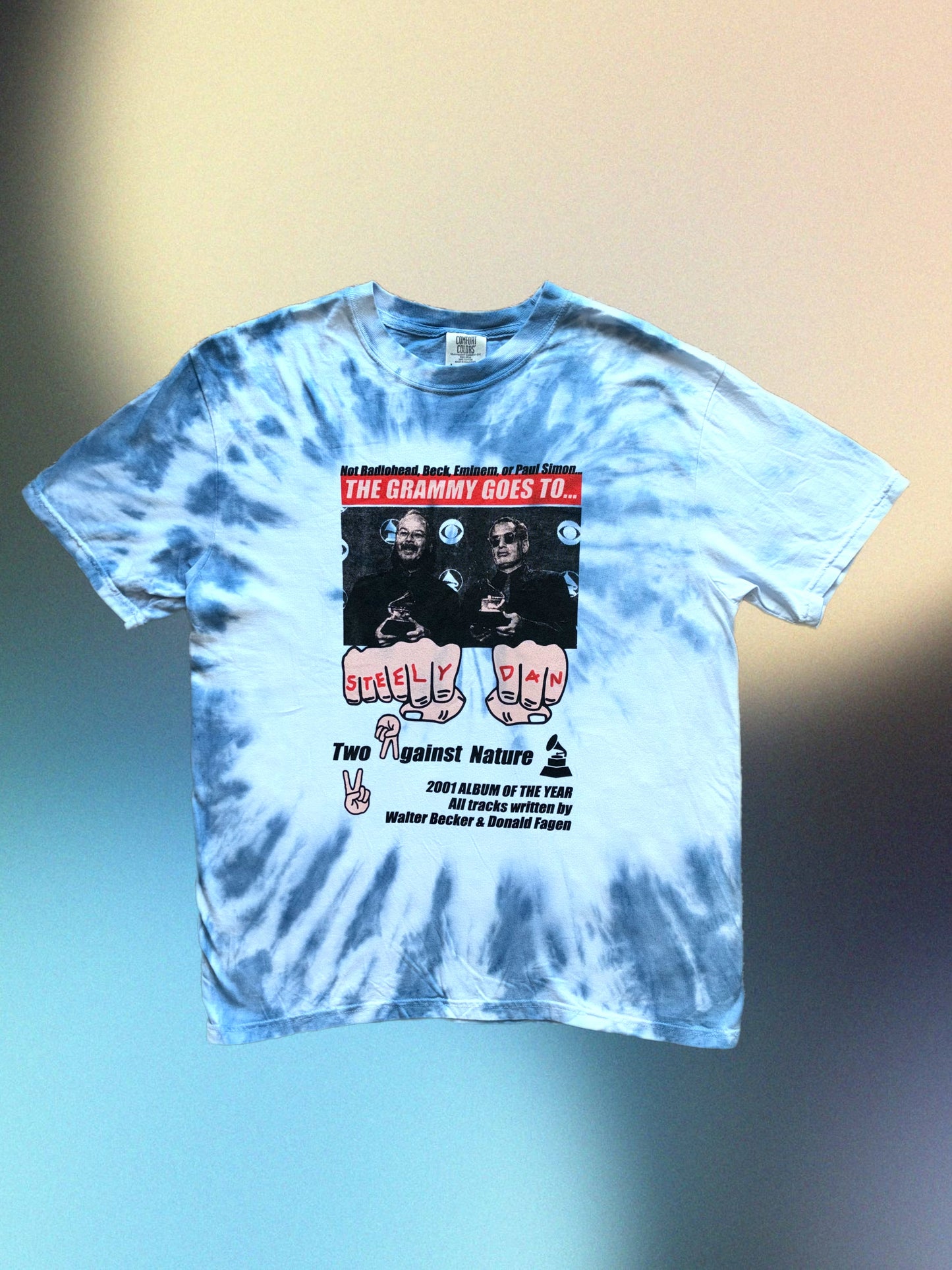 Steely Dan 2001 Grammy victory celebration bootleg tie-dye t-shirt ("West of Hollywood" colorway)
