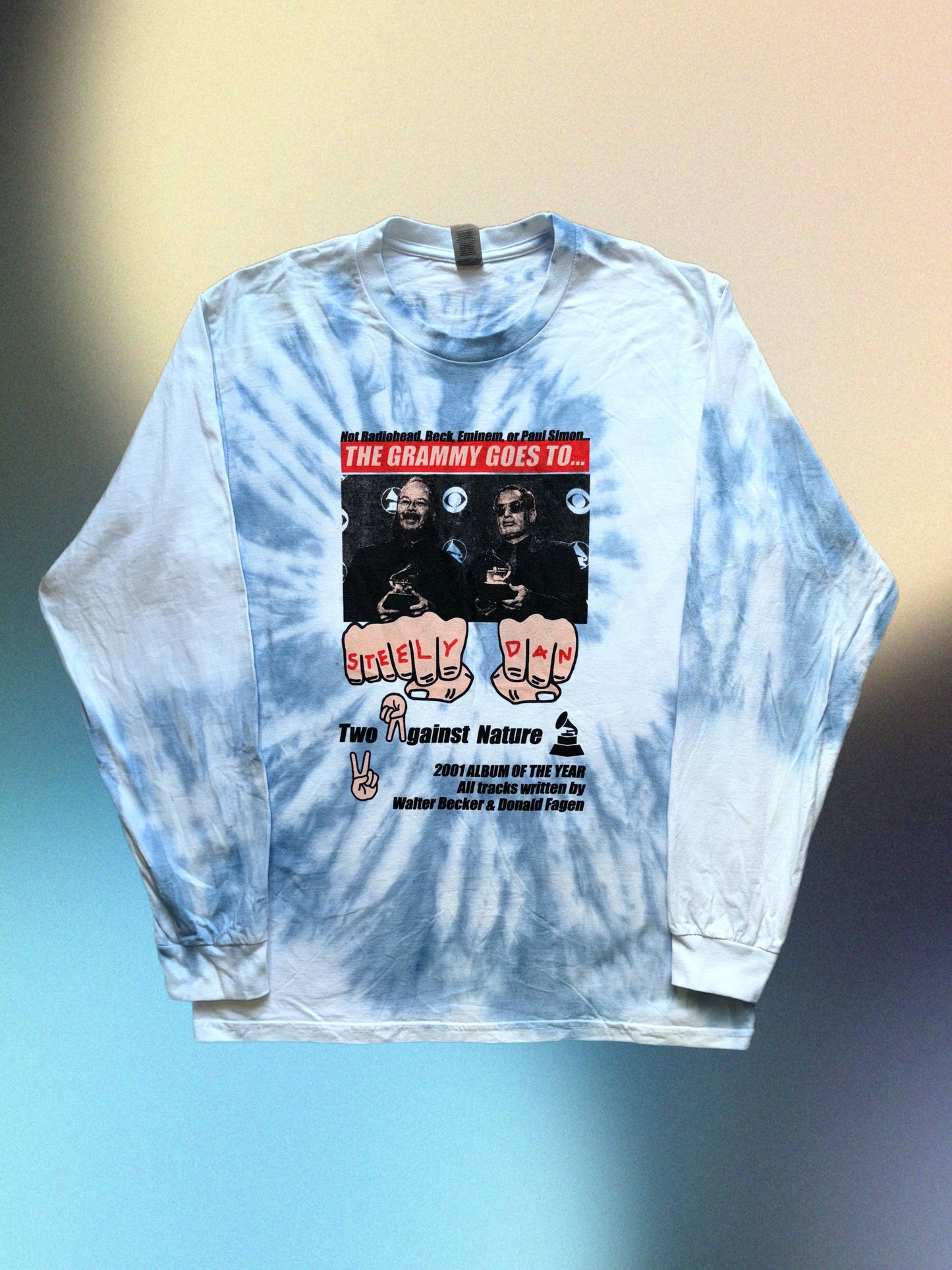 Steely Dan 2001 Grammy victory celebration bootleg tie-dyed longsleeve ("West of Hollywood" colorway)