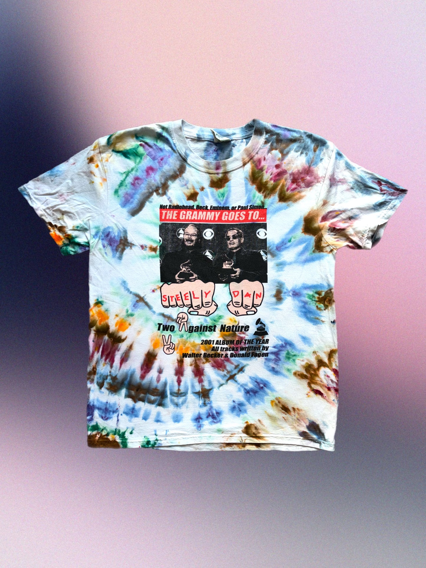 Steely Dan 2001 Grammy victory celebration bootleg ice-dyed t-shirt ("Gaslighting Abbie" colorway)