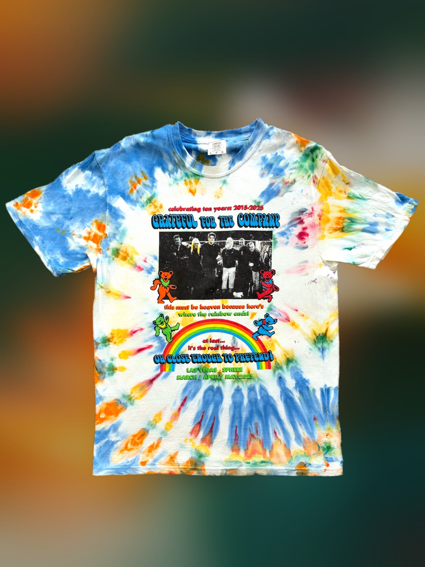 "Grateful For The Company" tie-dyed short sleeve shirt