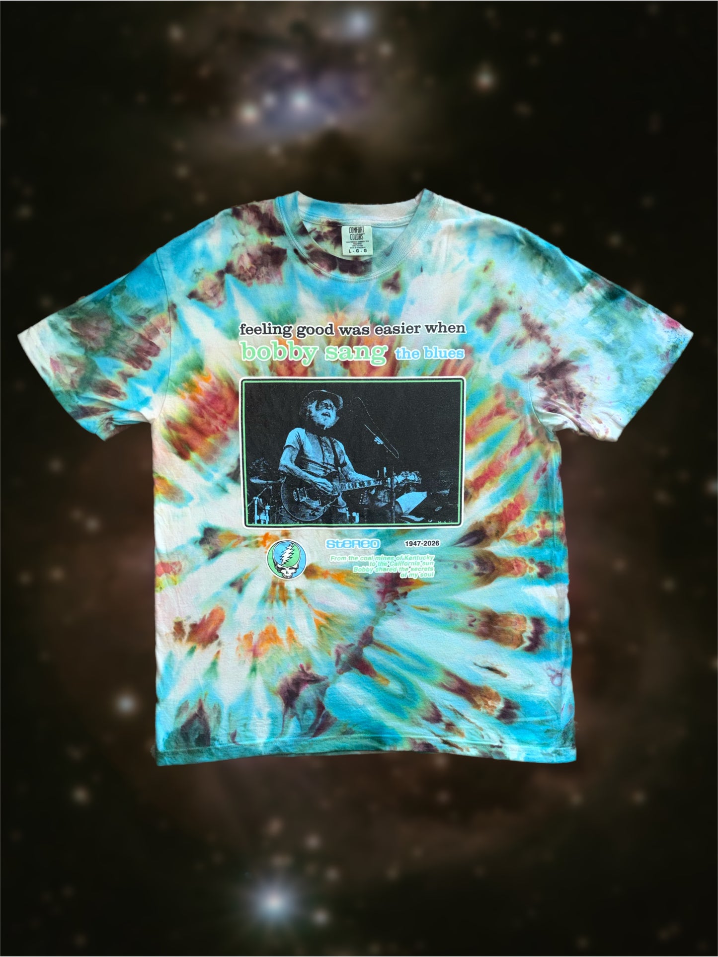 Bobby sang the blues tie-dyed t-shirt