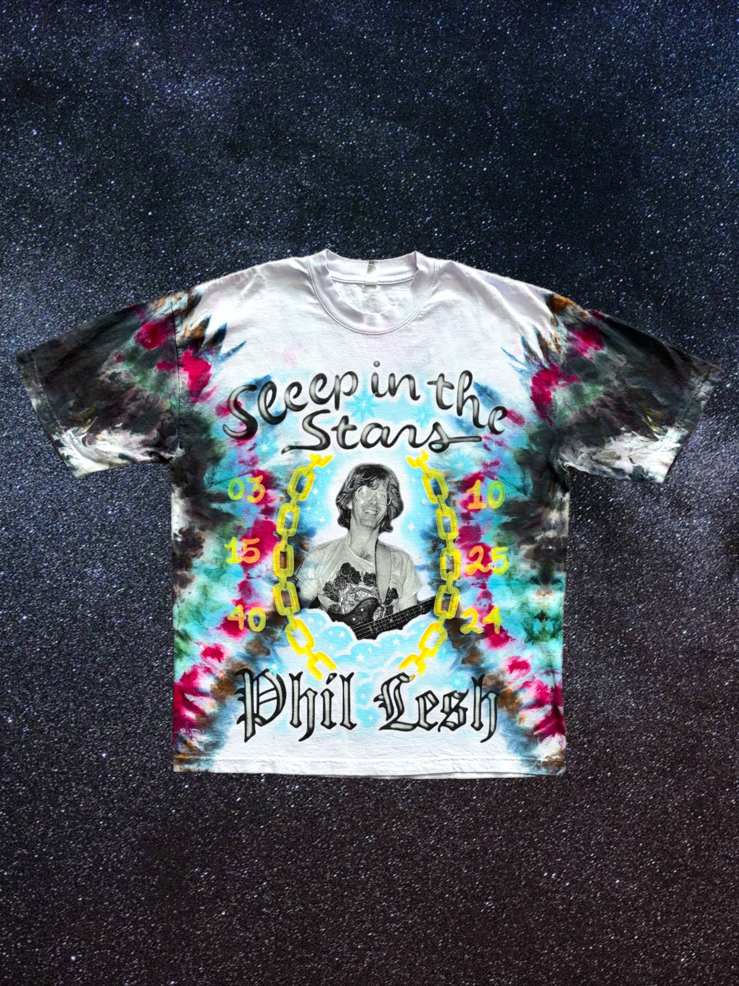 "Sleeping In The Stars" tie-dyed short sleeve shirt