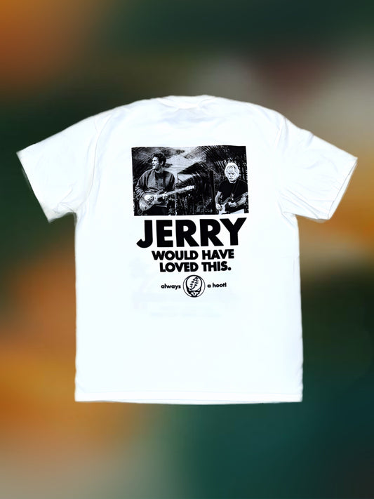 "Grateful For The Company" short sleeve shirt - on white shirt