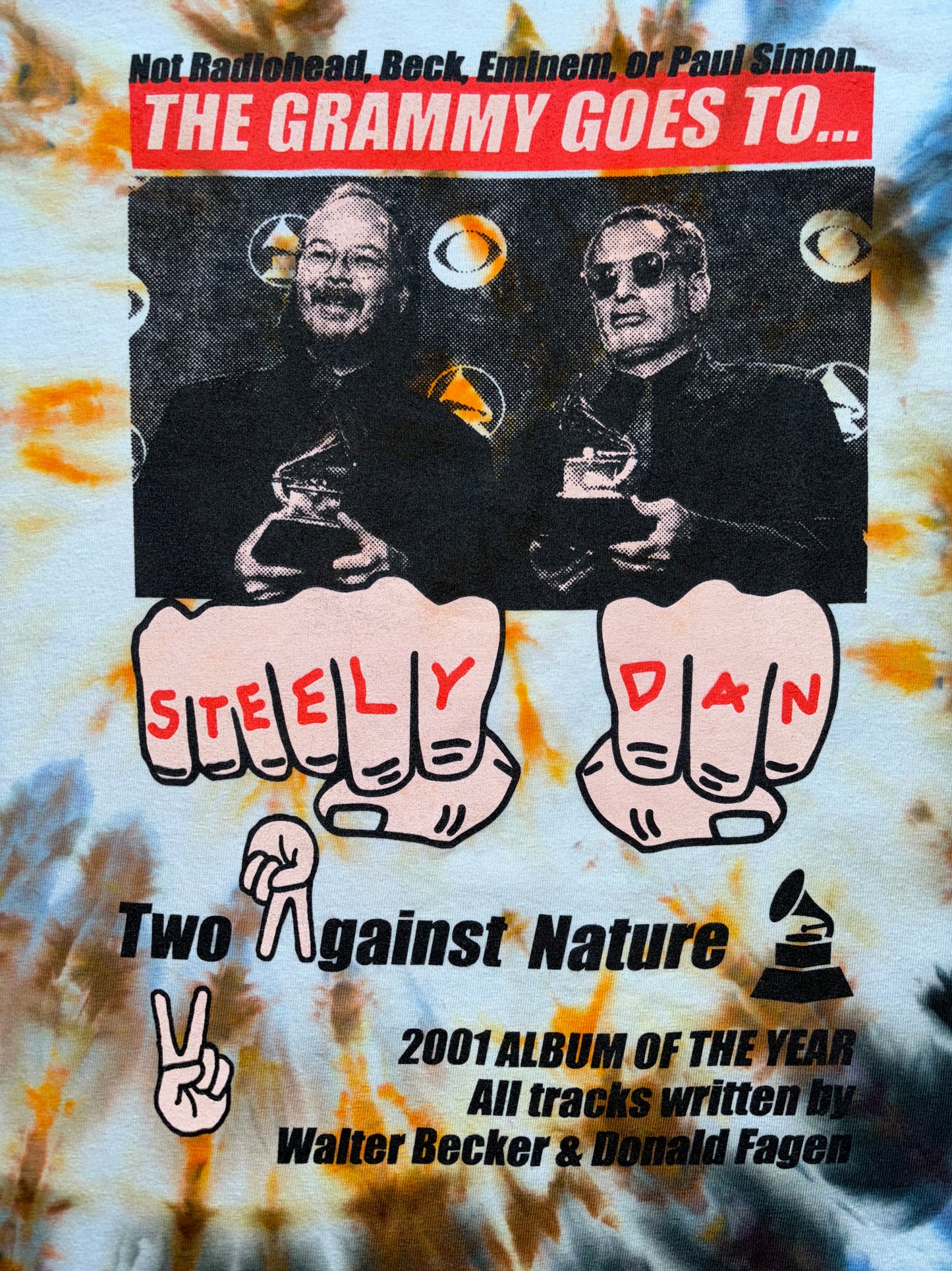 Steely Dan 2001 Grammy victory celebration bootleg ice-dyed t-shirt ("Almost Gothic" colorway)