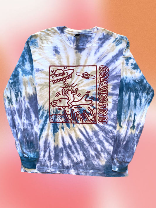 Phishin' Tie-Dyed Long Sleeve Shirt - ocean dye