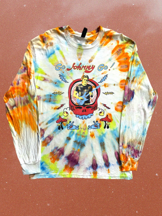 "Go Johnny Go" tie-dyed long sleeve shirt