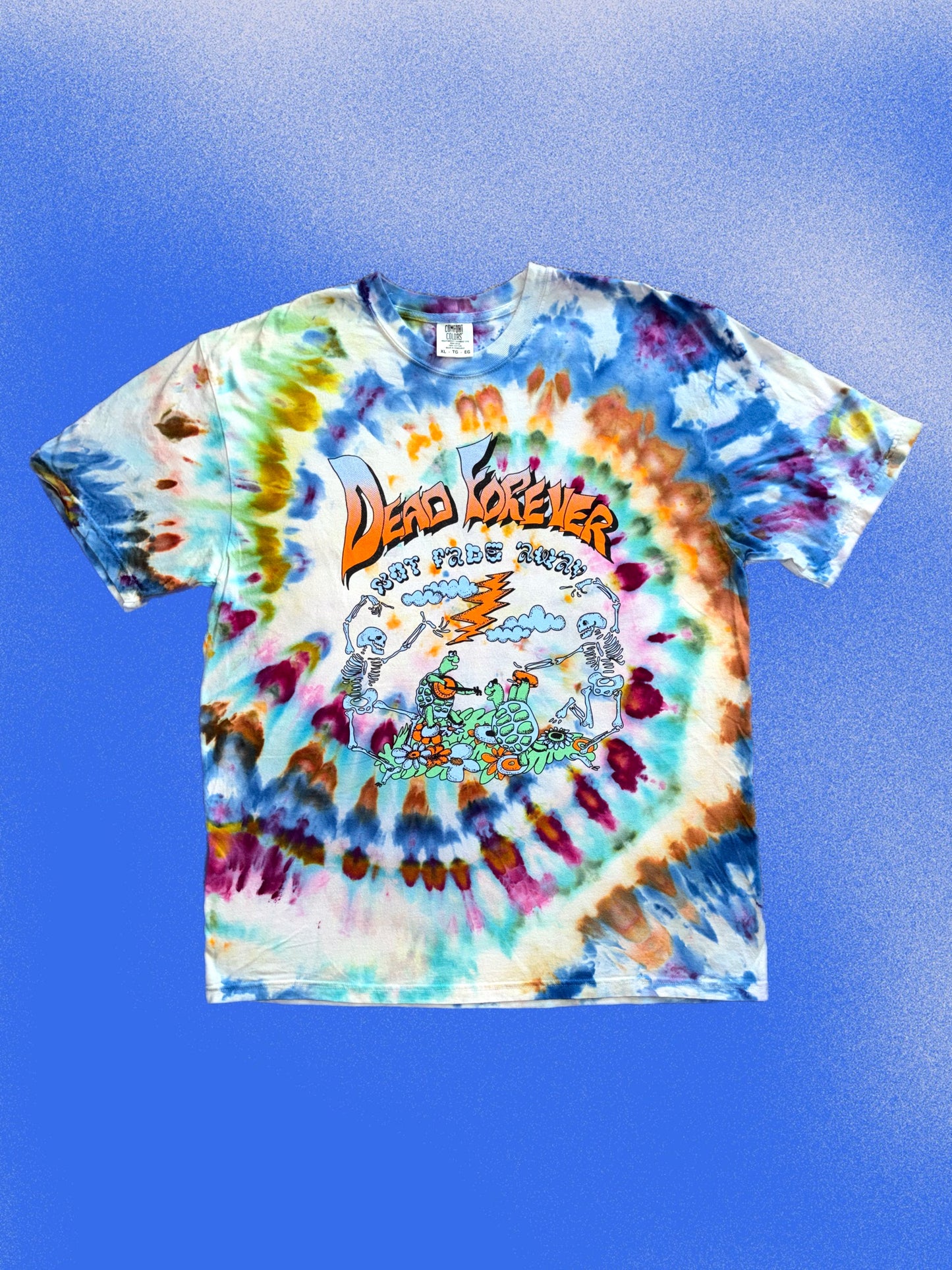 "Dead Forever" tie-dyed short sleeve shirt
